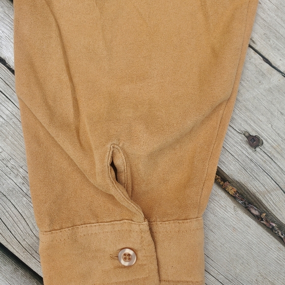 Vintage 90s White Stag Faux Suede button up blouse Carmel corn 1x - Picture 6 of 9